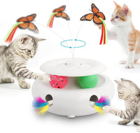 kıttyclaws Cat Toys 3in1 Automatic Interactive Kitten Toy, Fluttering Butterfly, Moving Ambush Feather